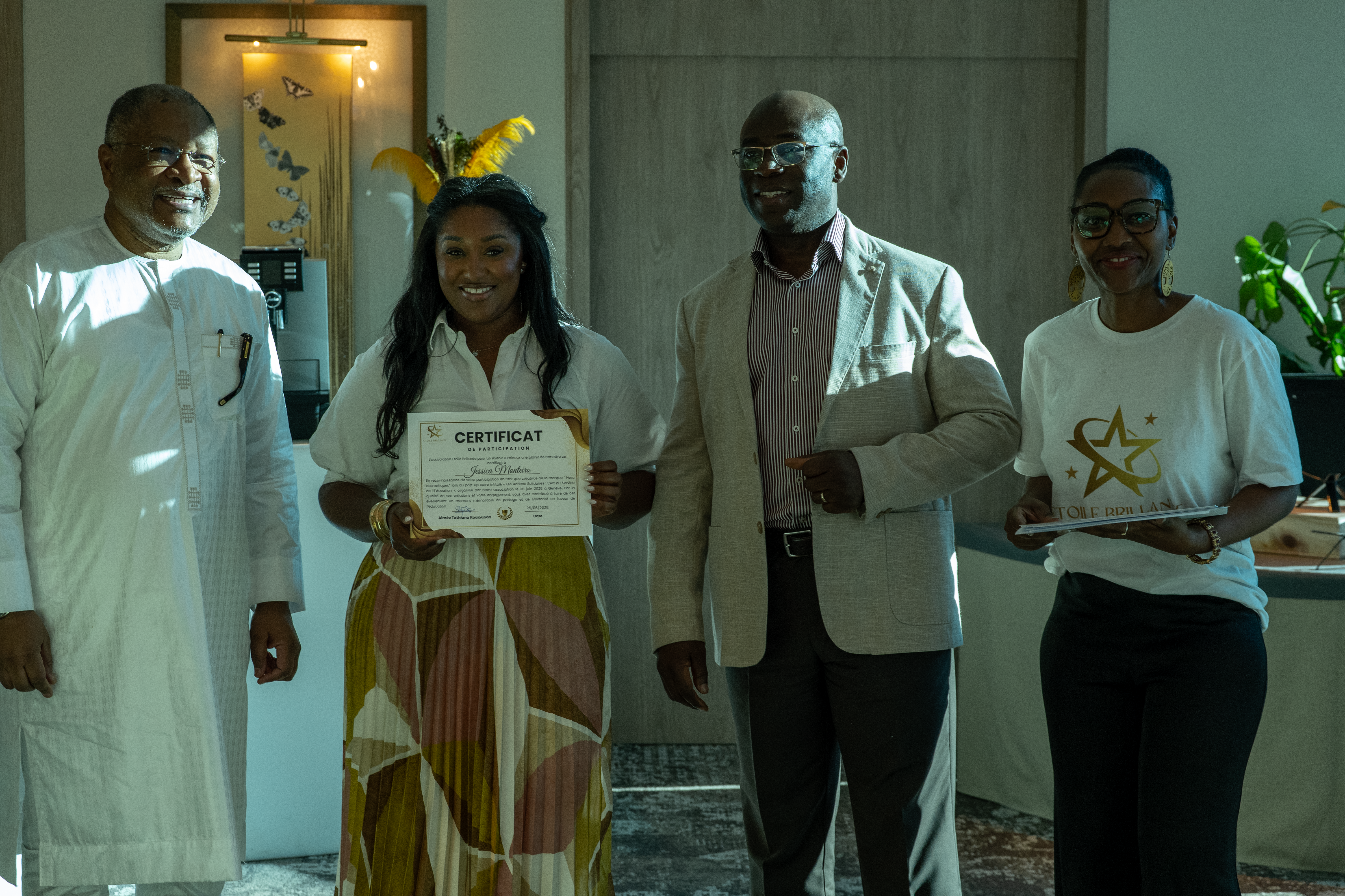 Woman receiving certificate